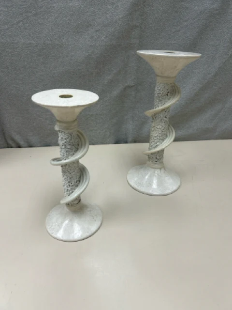 2 FAUX STONE SWIRL CNDL HLDRS