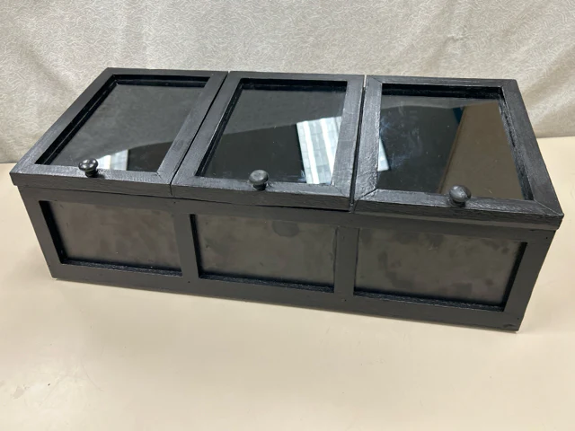 3 BLACK GLASS TEA BOX HOLDER