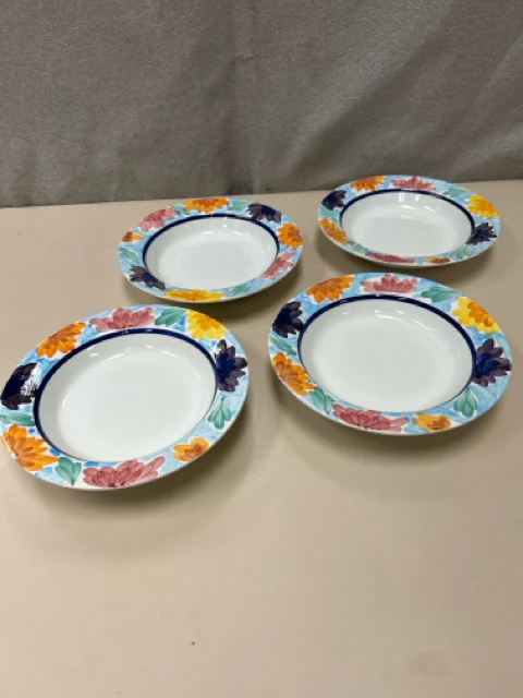 4 MULTI COLOR FLORAL BOWLS