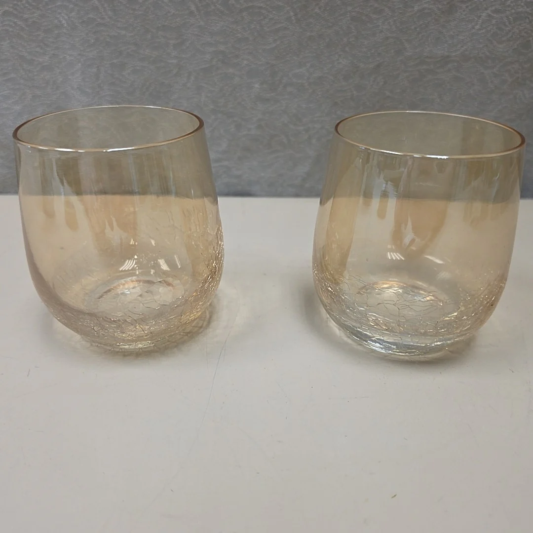 AMBER GOLDEN CRACKLE STEMLESS WINE