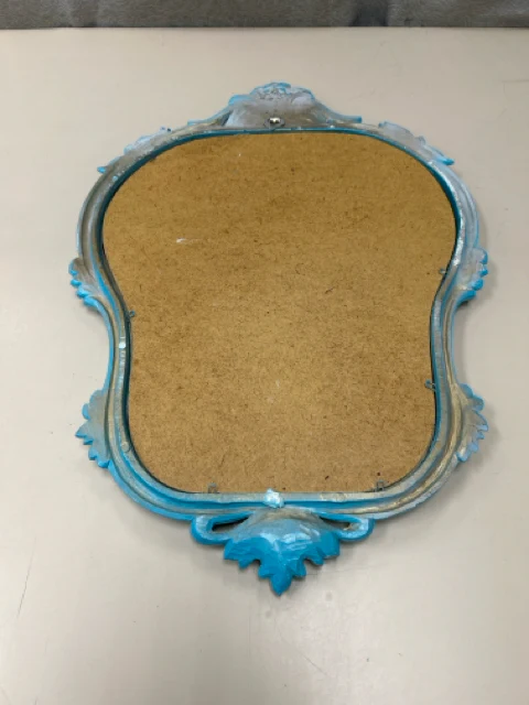 AQUA BLUE WOOD FRAMED MIRROR - Image 2