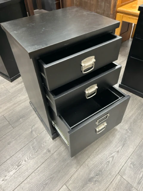 BLACK 3 DRAWER FILING CABINET - Image 2