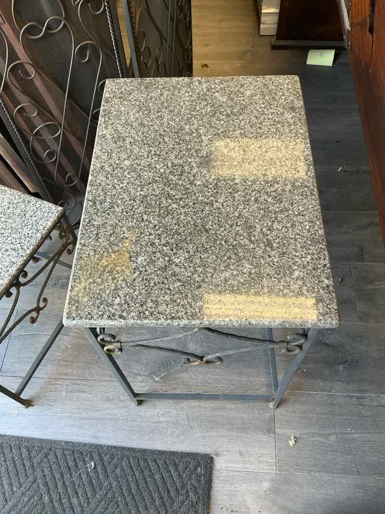 BLACK METAL MARBLE TOP TABLE