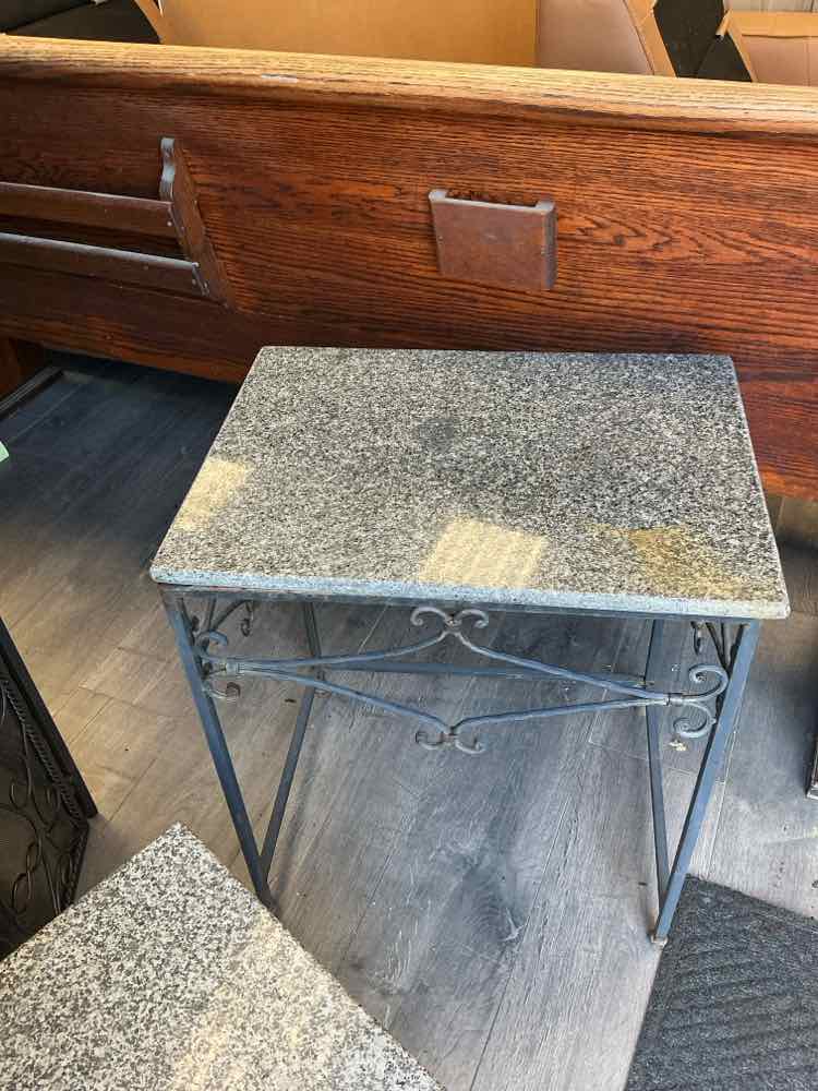 BLACK METAL MARBLE TOP TABLE - Image 2