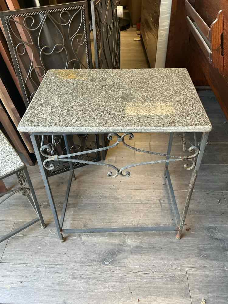 BLACK METAL MARBLE TOP TABLE - Image 3