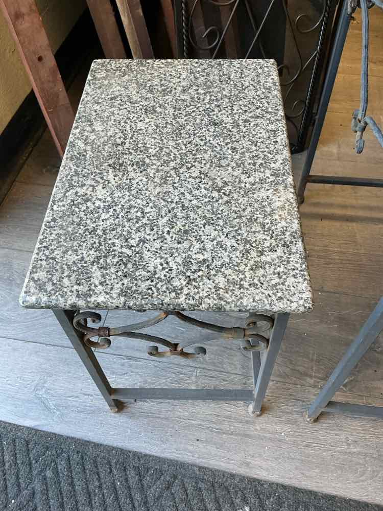 BLACK METAL MARBLE TOP TABLE