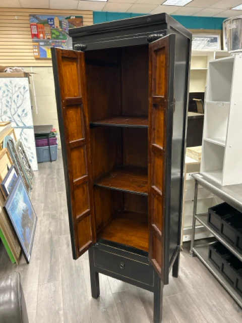 BLACK TALL NARROW ASIAN CABINET - Image 2