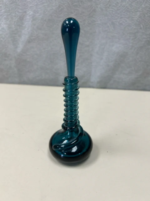 BLUE GLASS LIDDED BOTTLE