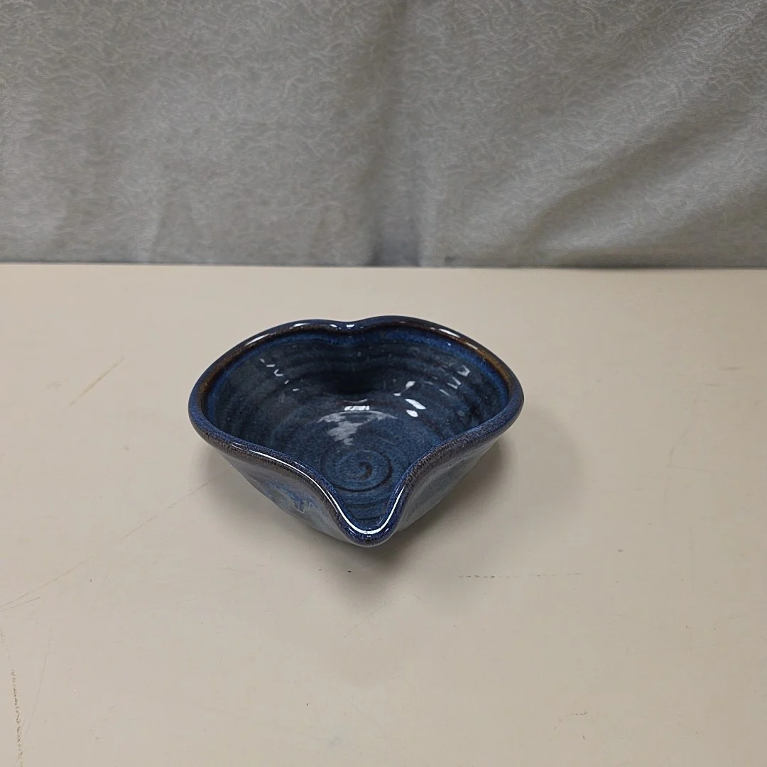 BLUE HEART SHAPE CERAMIC BOWL