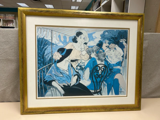 BLUE TONE WOMEN AT RESTAURANT ART