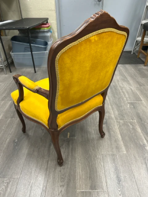 BRIGHT YELLOW WOOD TRIM ARMCHAIR - Image 2