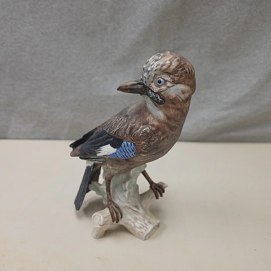 BROWN BLUE BLACK BIRD CERAMIC