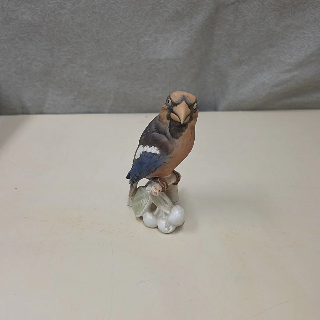 BROWN BLUE CERAMIC BIRD
