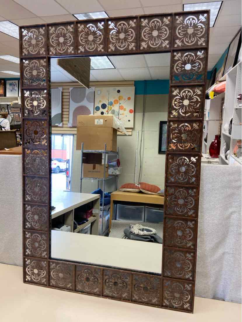 BROWN METAL CUT OUT DESIGN MIRROR - Image 2