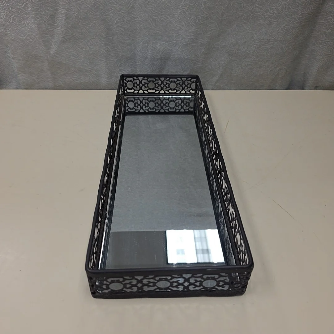 BROWN METAL MIRRORED TRAY - Image 2