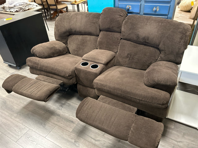 BROWN RECLINING LOVESEAT - Image 2