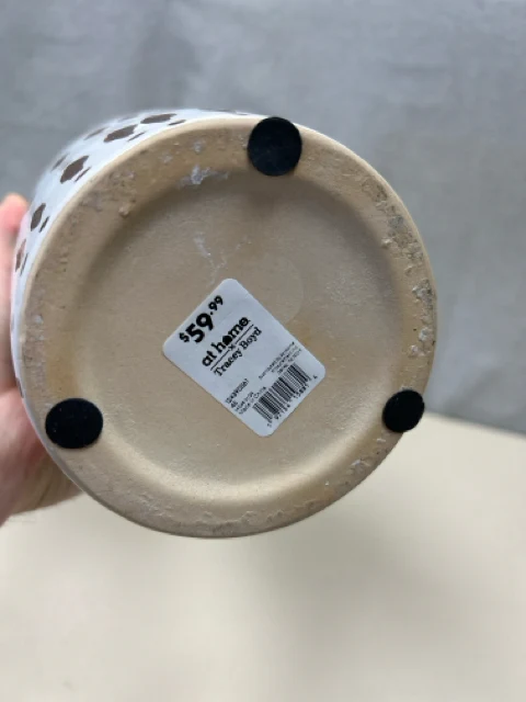 BROWN WHITE TALL CERAMIC VASE - Image 2