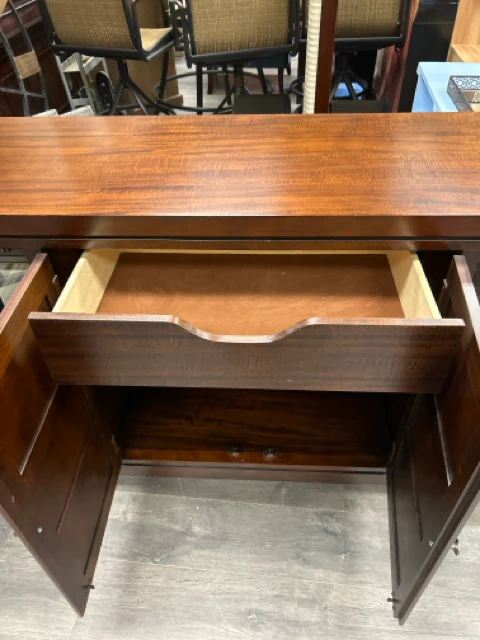 BROWN WOOD & GLASS BUFFET - Image 3