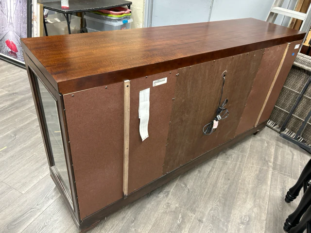 BROWN WOOD & GLASS BUFFET - Image 4