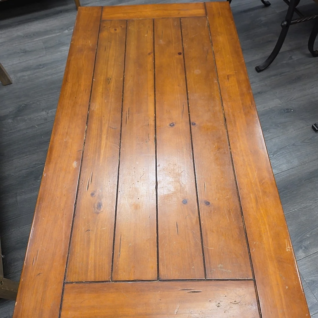 BROWN WOOD/METAL COFFEE TABLE - Image 3