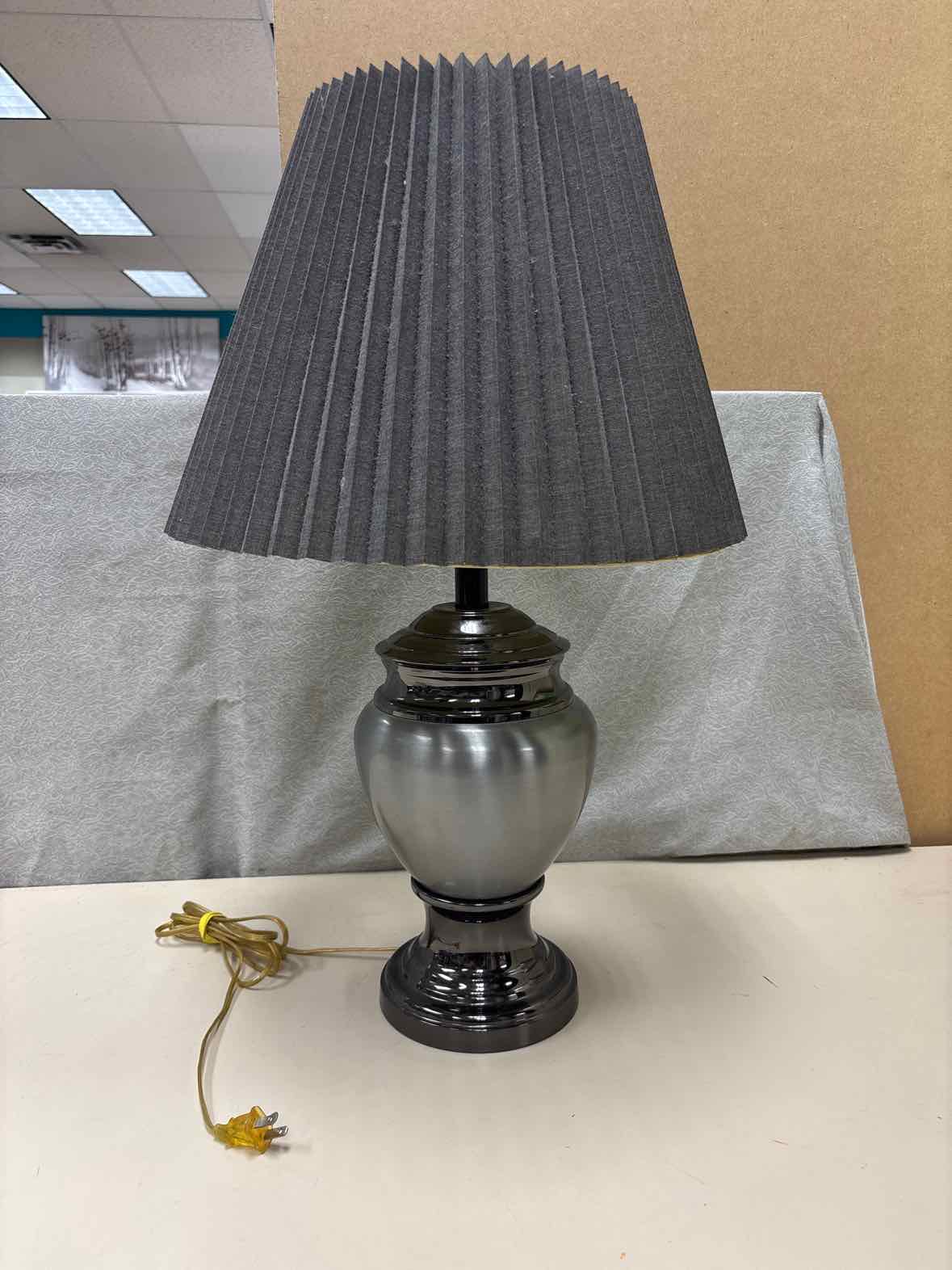 BRUSHED METAL LAMP BLACK SHADE