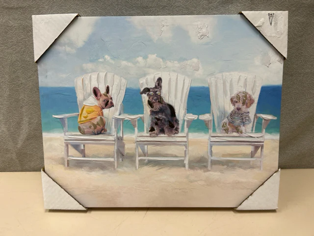 DOGS ON BEACH CHAIRS CANVAS