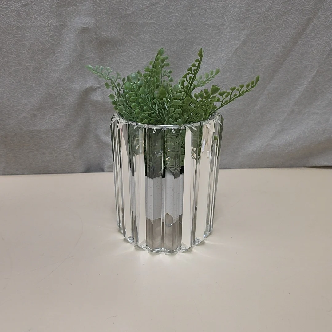 FAUX PLANT IN GLASS CONTAINER
