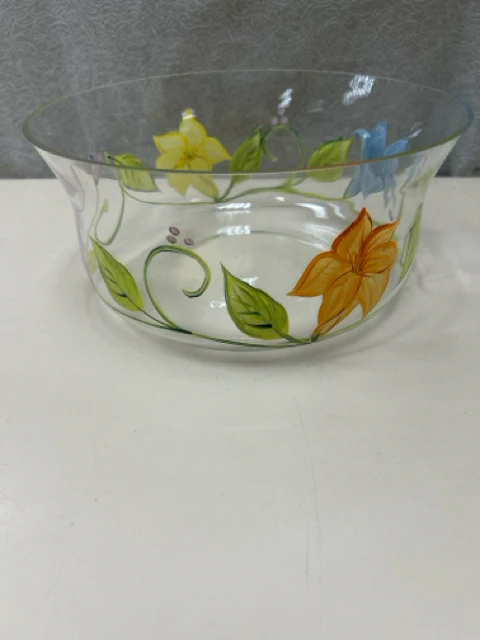 FLORAL PAINTED GLASS BOWL