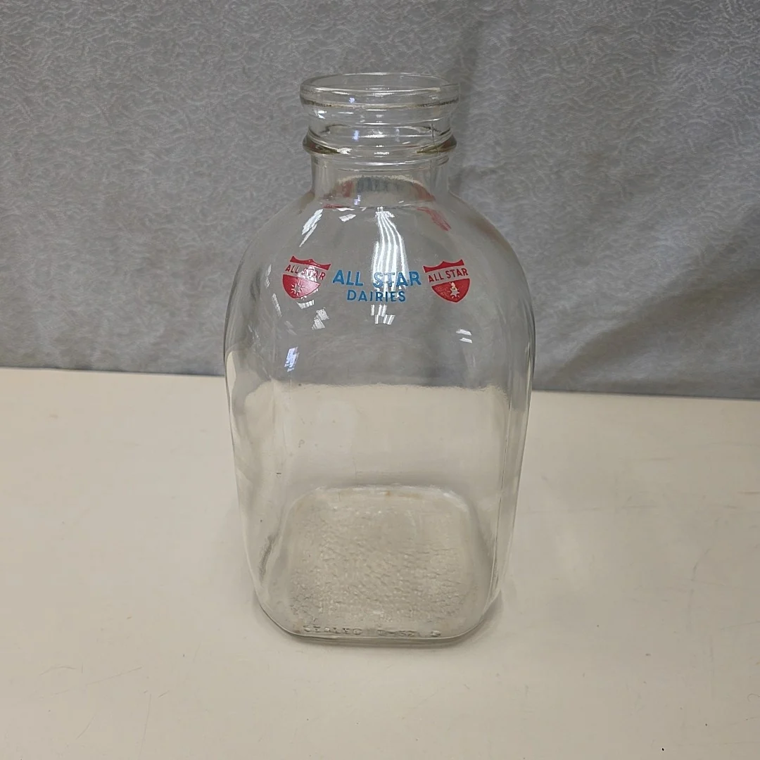 GLASS "ALL STAR" DAIRY BOTTLE