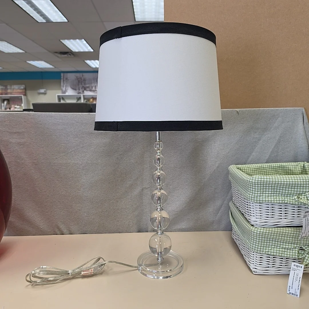 LAMP W/BLACK WHITE SHADE