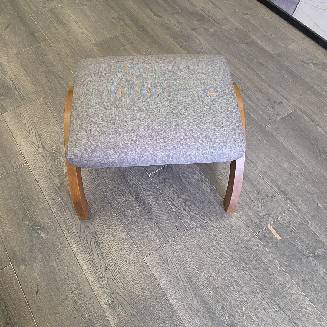 GRAY FABRIC/WOOD FOOTSTOOL - Image 3