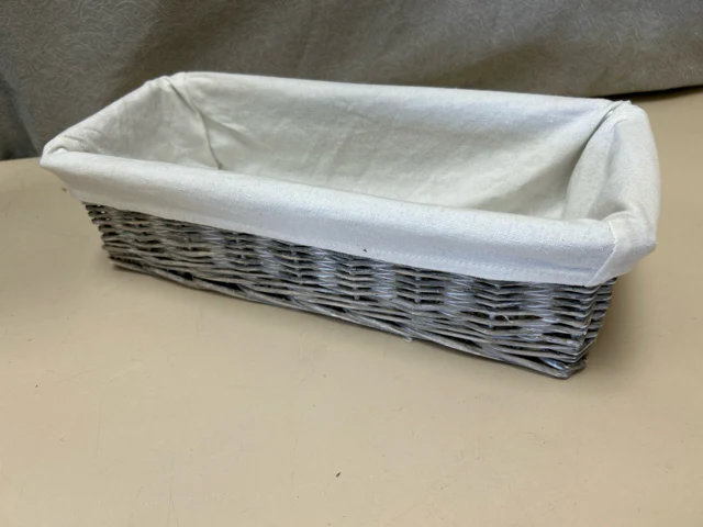 GRAY WHITE FABRIC BASKET