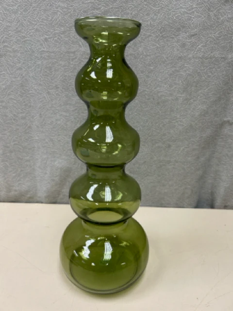 GREEN GLASS BUBBLE VASE
