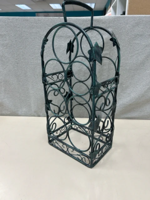GREEN METAL WINE RACK