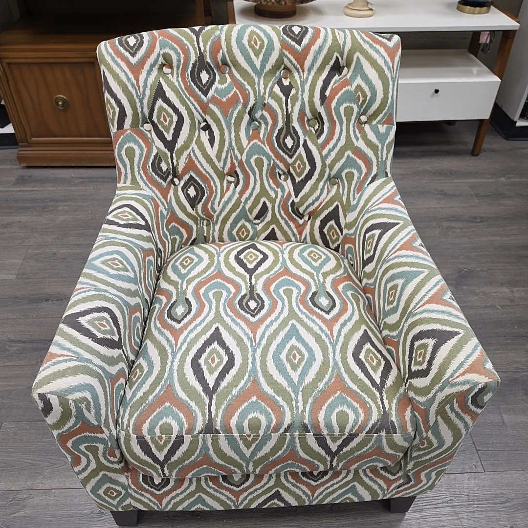 GREEN RED BLUE DESIGN ACCENT CHAIR