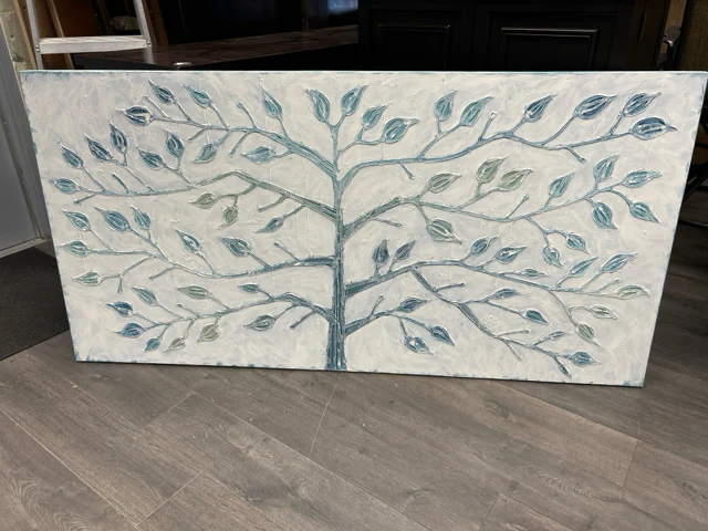 GREEN TREE CANVAS ON WHITE BACKGROUND