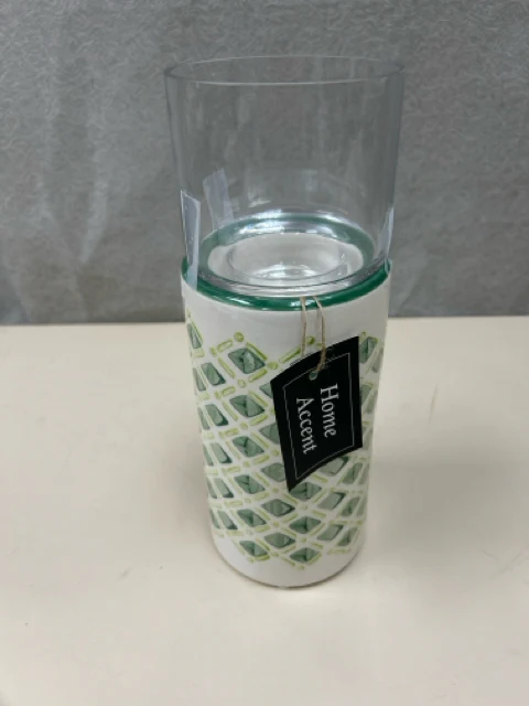 GREEN WHITE CANDLE STAND