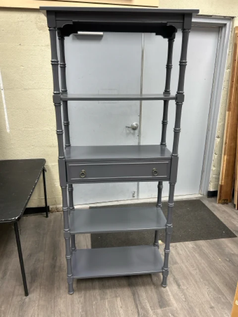 GREY 4 TIER WOOD BOOKCASE