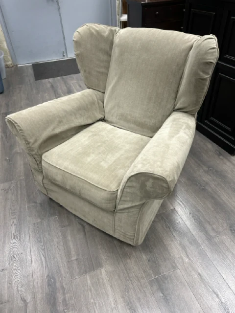 GREY SLIPCOVERED ARMCHAIR