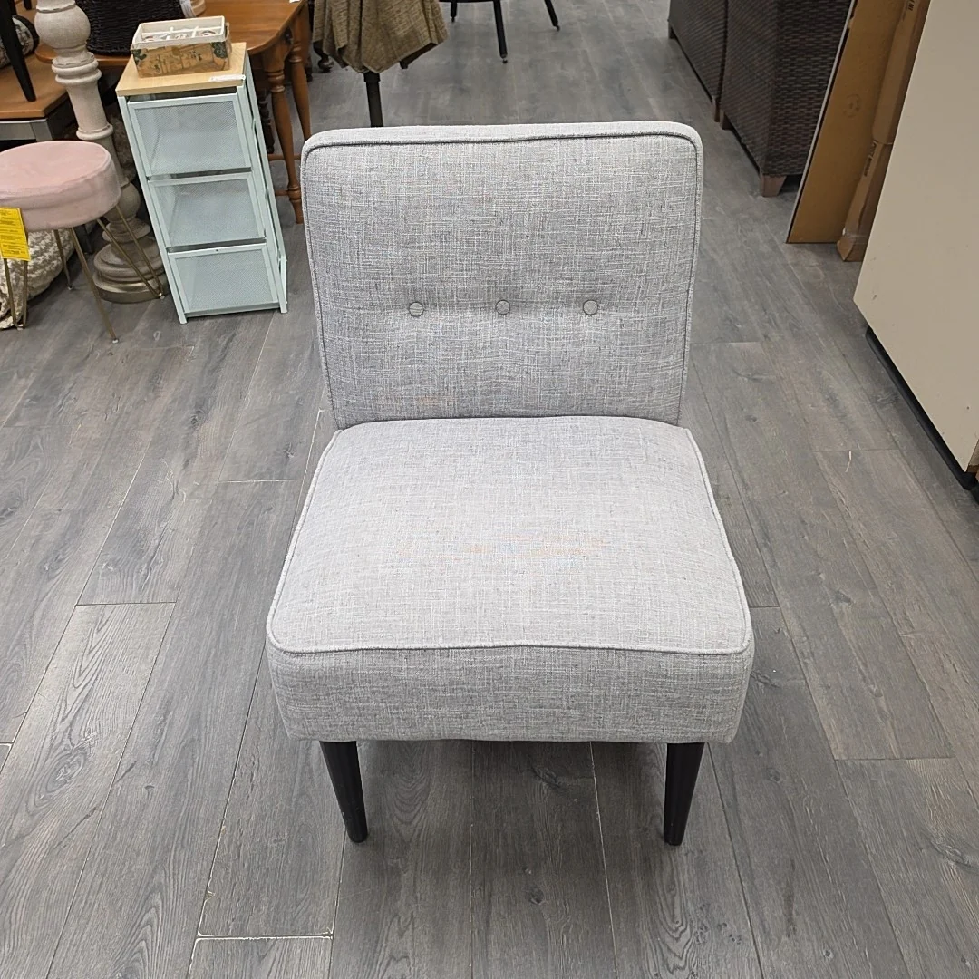 GREY UPHOL ARMLESS CHAIR