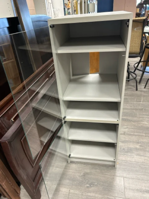 GREY WOOD GLASS FRONT CABINET - Image 2