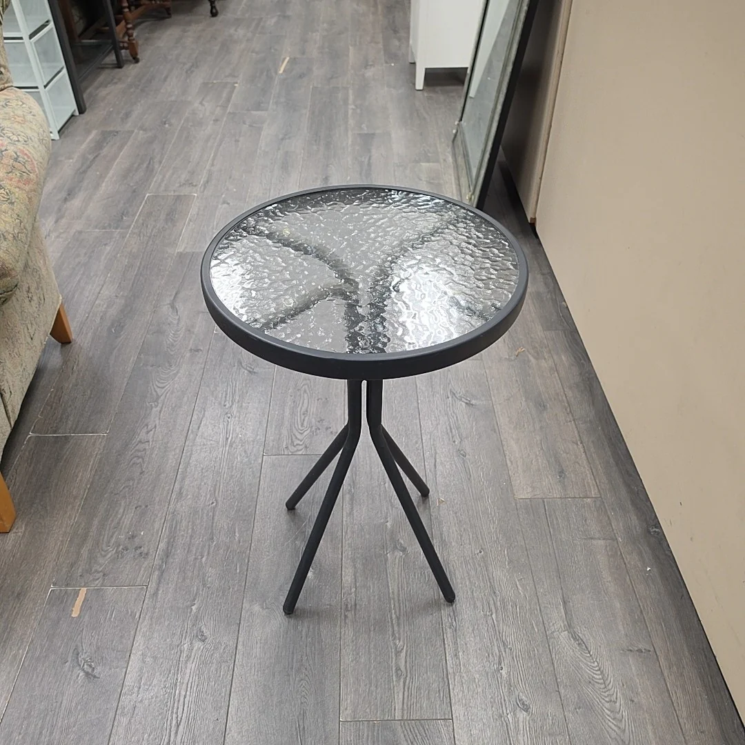 HIGHTOP GLASS METAL SIDE TABLE