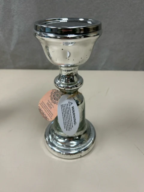 MERCURY GLASS CANDLE STAND