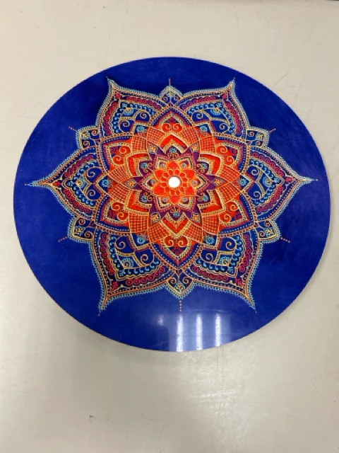 ORANGE BLUE METAL ART HANGING