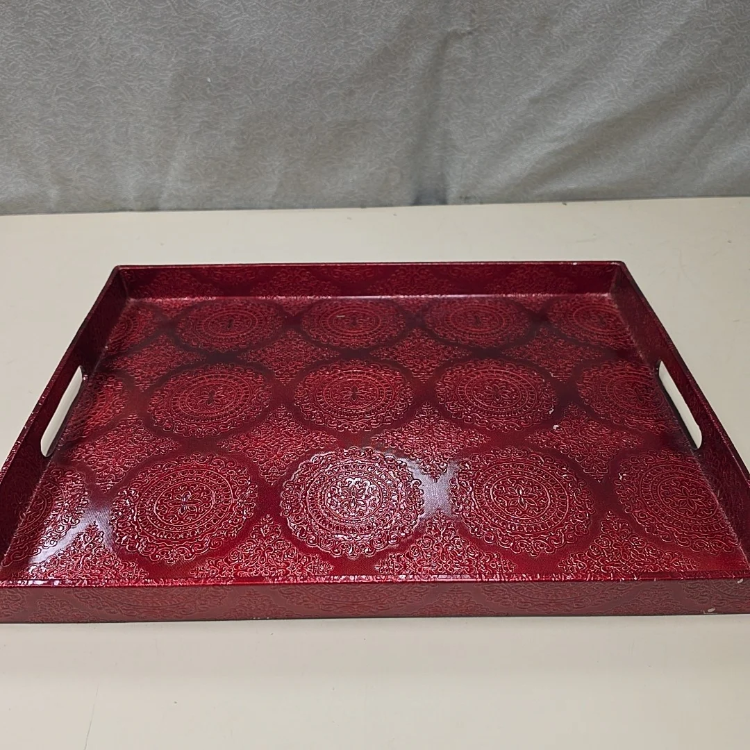 ORNATE RED SERVING TRAY - Image 2