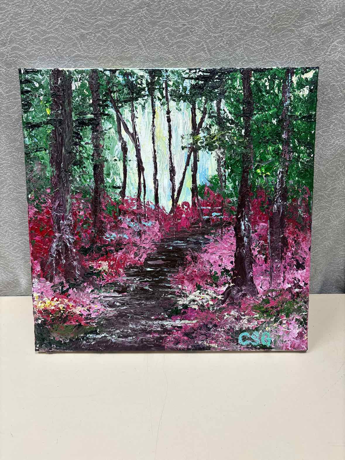 PINK FLORAL PATHWAY ART CANVAS