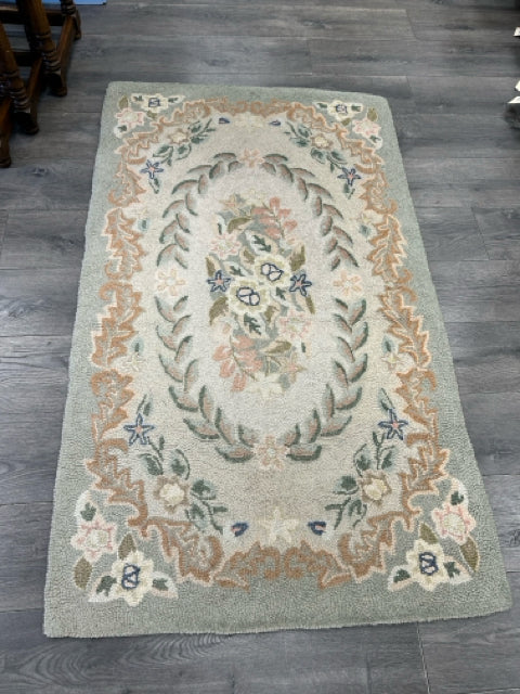 PINK GREEN FLORAL RUG