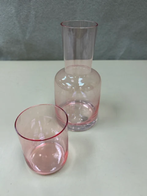 PINK WATER GLASS AND BOTTLE - Image 2