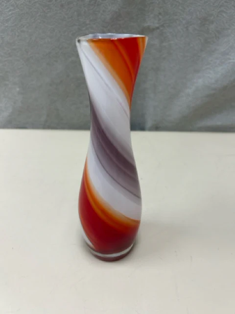 RED ORANGE PURPLE STRIPED VASE