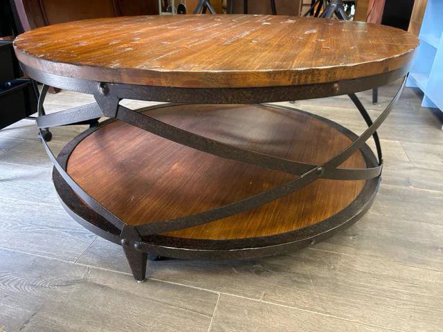 ROUND WOOD/METAL ON WHEELS - Image 2